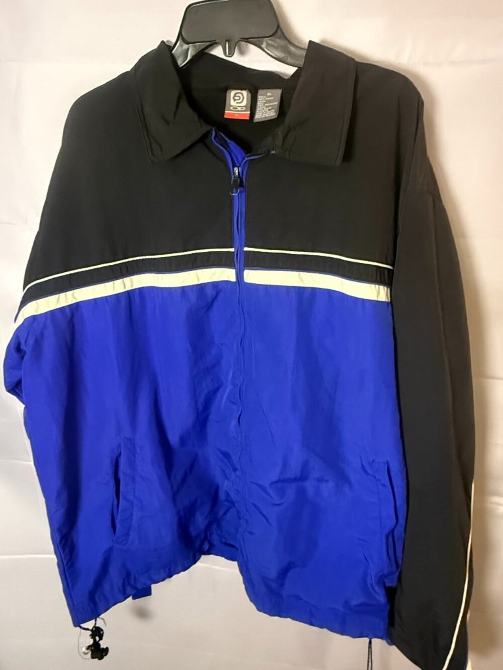 OP Vintage Style Colorblock Windbreaker Jacket XL Blue Black White